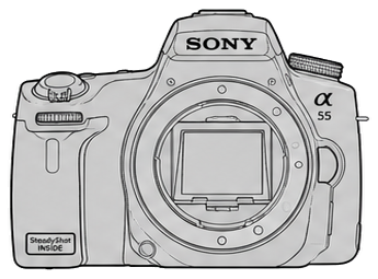 SONY α55 SLT-A55V Body front silhouette