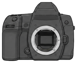 Olympus E-3 Body front silhouette