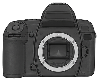 Olympus E-5 Body front silhouette